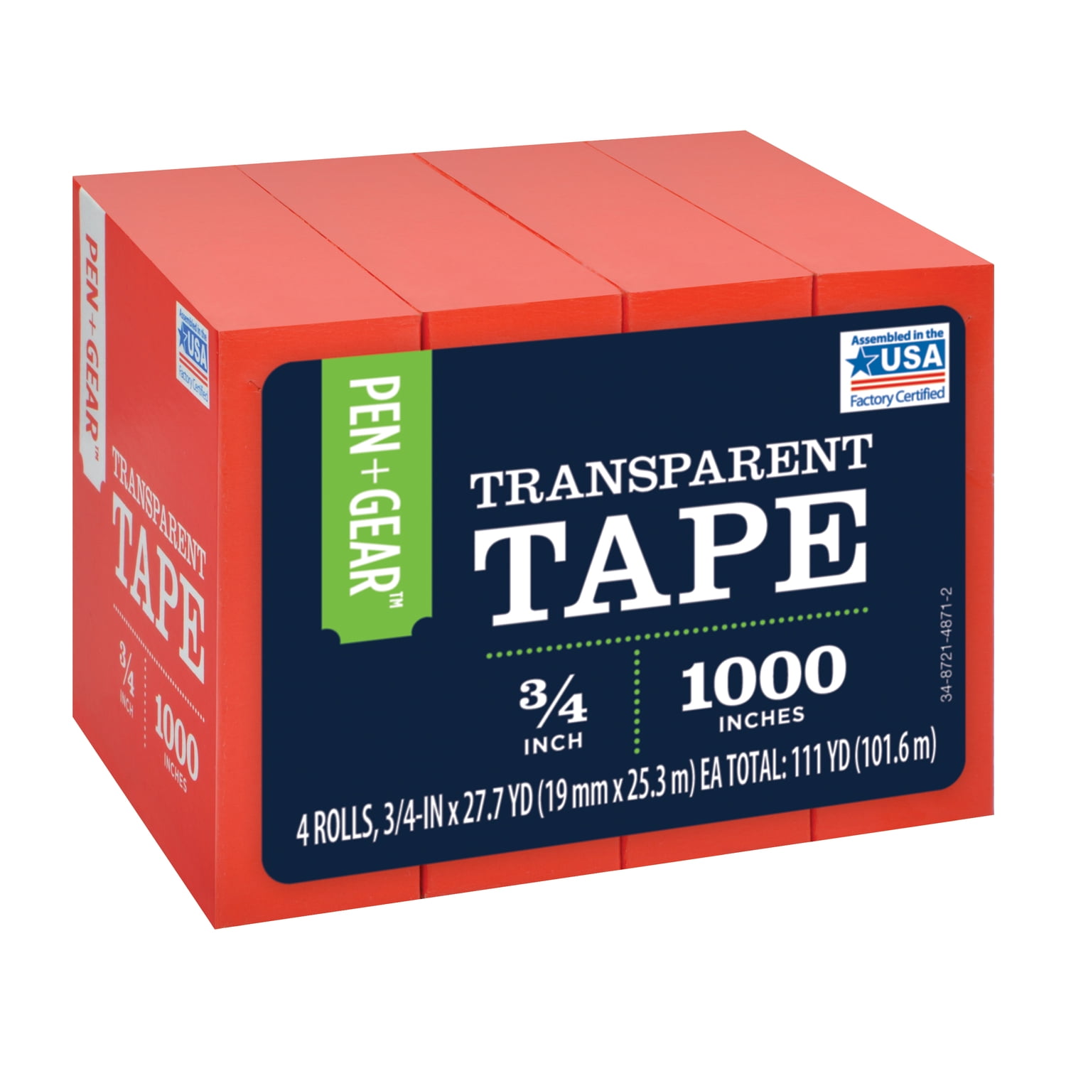 Pen + Gear Transparent Tape, 3/4 in x 1000 in, 4 rolls