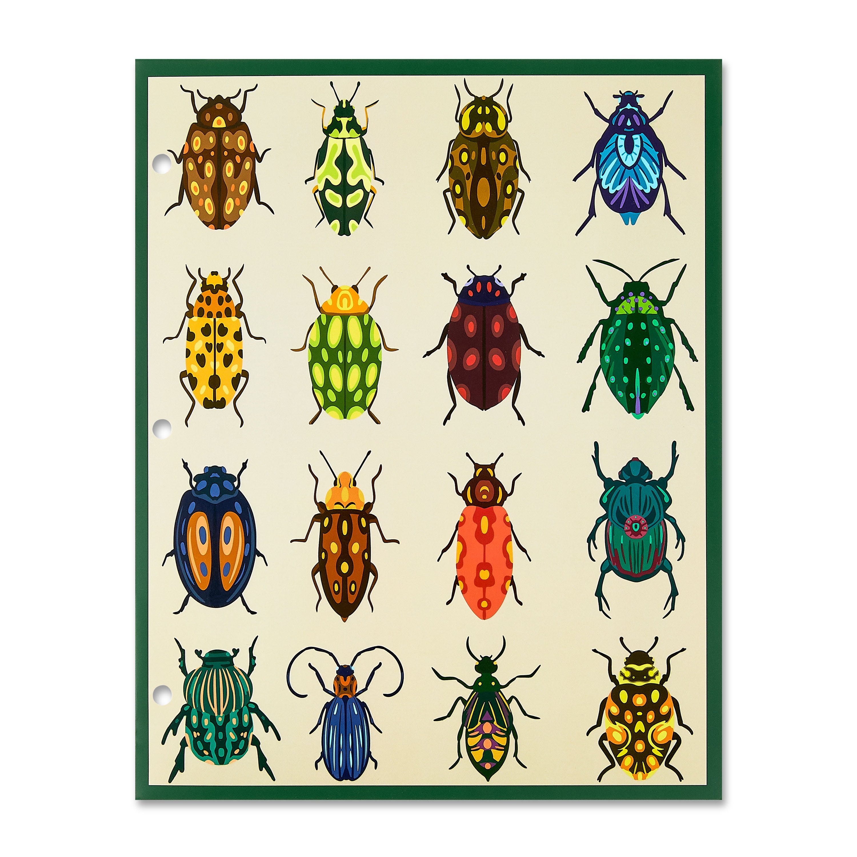 Pen+Gear Letter Size 2-Pocket Paper Folder, 9.4" x 11.4", Multicolor Beetles
