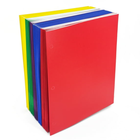 Pen+Gear Two Pocket Paper Portfolios, 50 Count, Assorted Colors, 11.80 in x 9.80 in