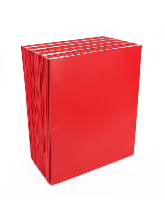 Pen + Gear Two Pocket Paper Portfolios, 50 Count, Red, Letter Size