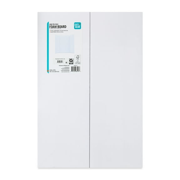 Pen+Gear Ultra Strong Mini White Grid Tri-Fold Foam Board, 18" x 24"