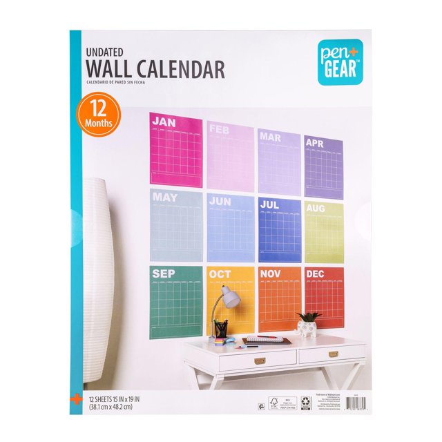Undated 12 Month Wall Calendar Sheets