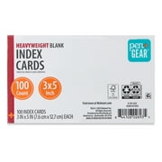Pen+Gear Unruled Heavyweight Index Cards, White, 3" x 5", 100 Count