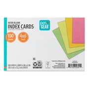 Pen+Gear Unruled Index Cards, Neon, 100 Count, 4" x 6"