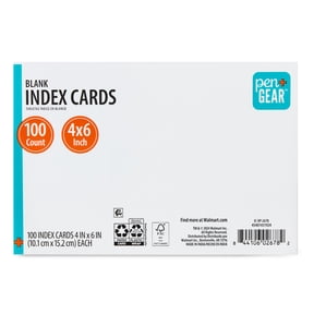 Pen+Gear Unruled Index Cards, White, 100 Count, 4" x 6"