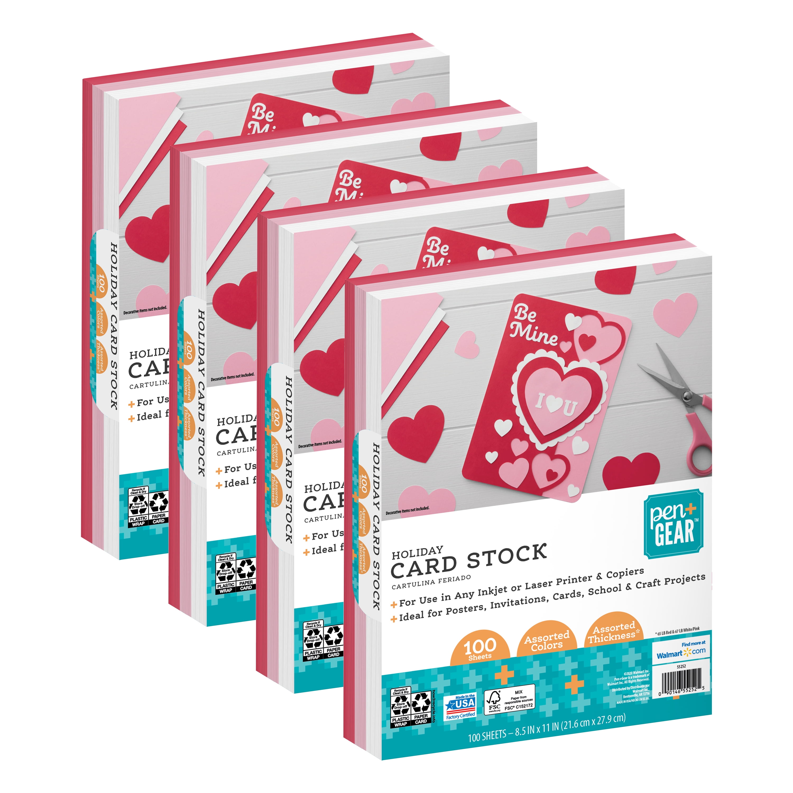 Pen + Gear Valentine Card Stock Paper, 8.5" x 11", 400 Sheets
