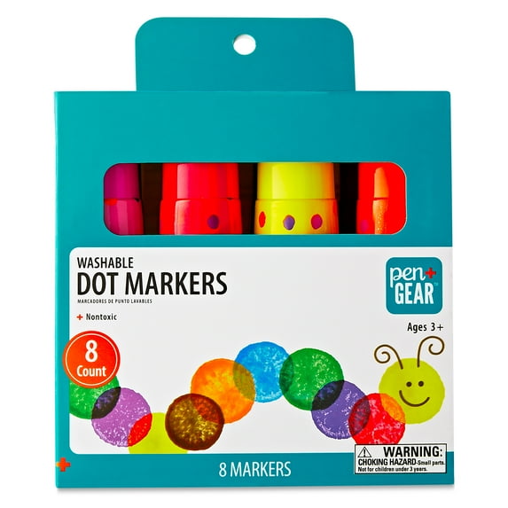 Pen+Gear Washable Dot Markers, Assorted Colors, 8 Count