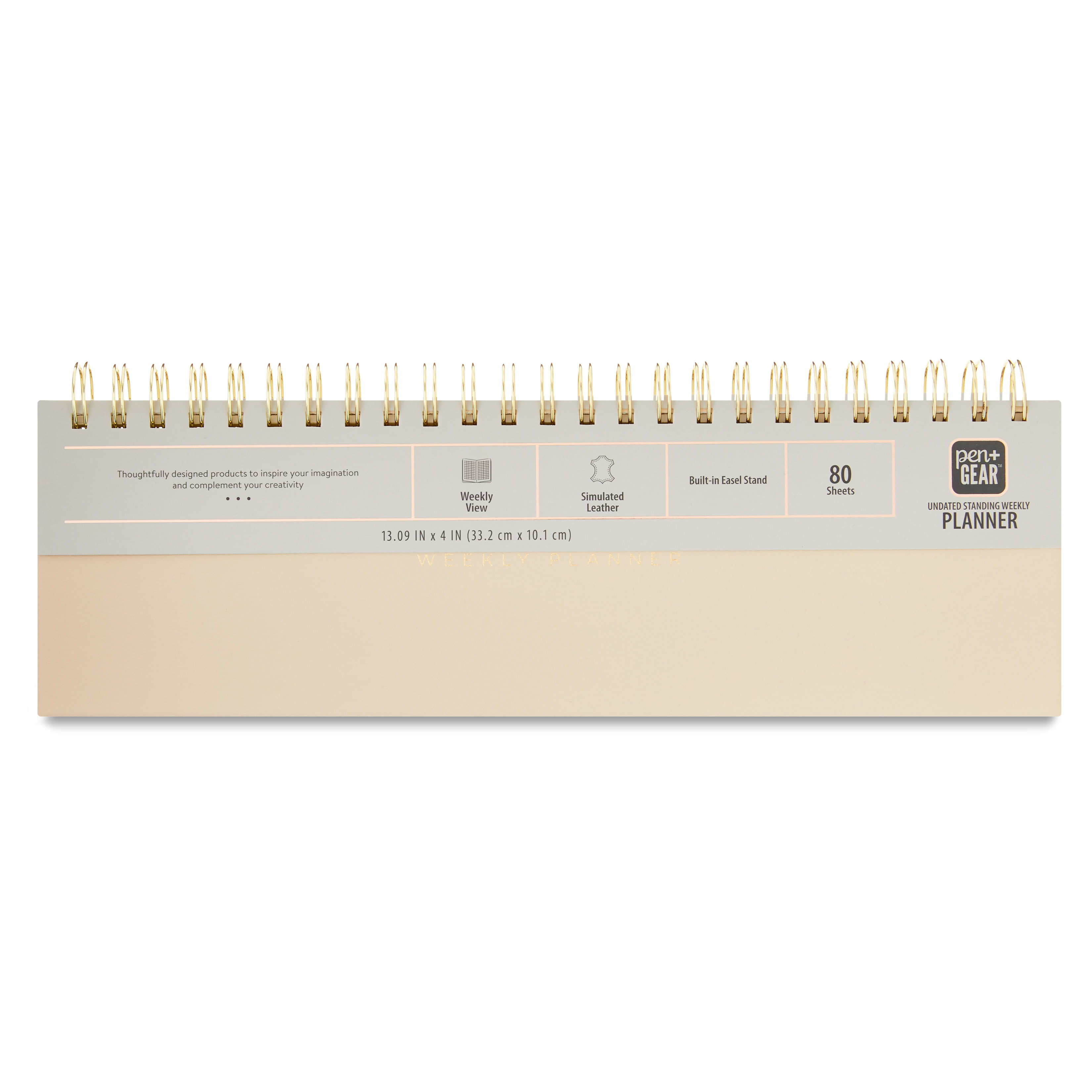 Pen+Gear Weekly Medium (13 x 4) Dusky Taupe Undated Simulated Leather 80 Sheets Standup Planner Spiral Bound