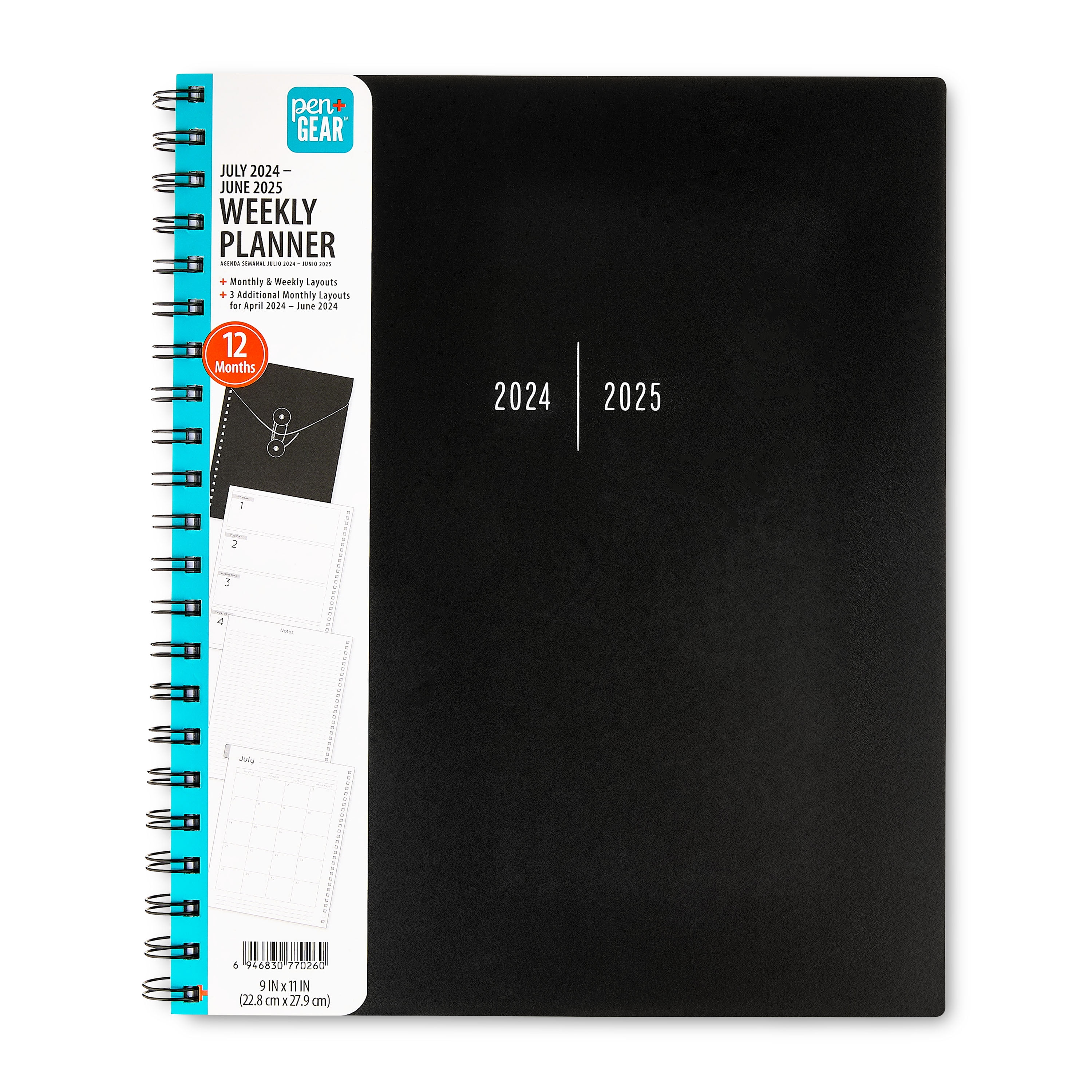Pen+Gear Weekly Planner, Black, July 2024 to June 2025 Pen+Gear Weekly Planner, Black, July 2024 to June 2025
