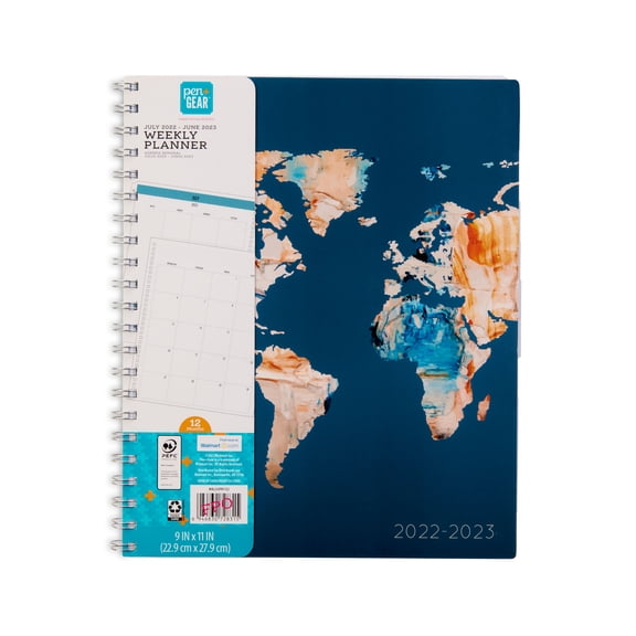 Pen+Gear Weekly Planner, July 2022-June2023, World Map