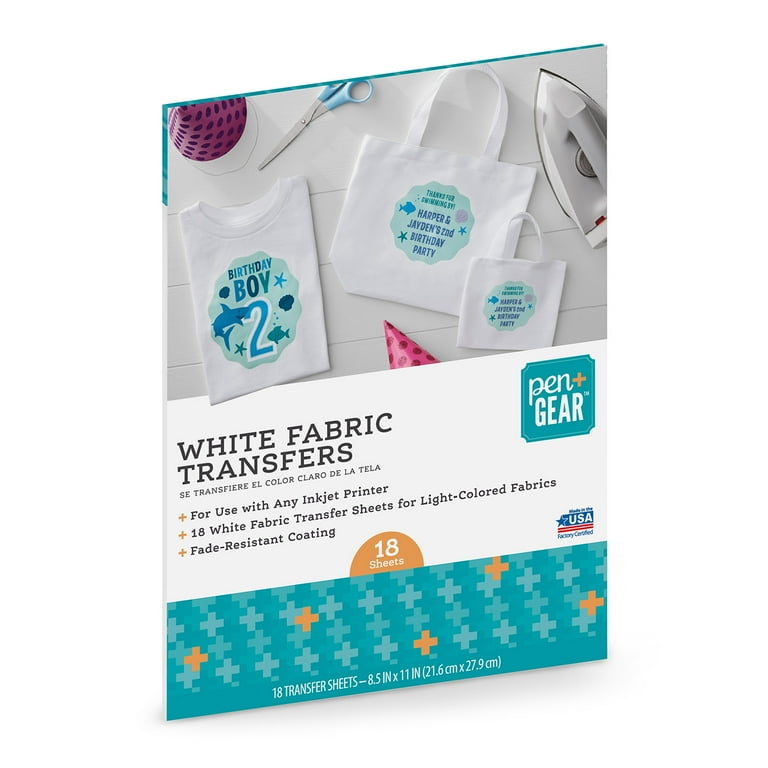 Pen Gear White Fabric Transfer Paper Inkjet Printable 8.5 x 11