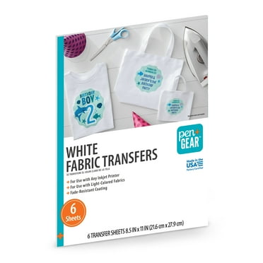 Pen+Gear White Fabric Transfer Paper, Inkjet Printable, 8.5" x 11", 6 Sheets