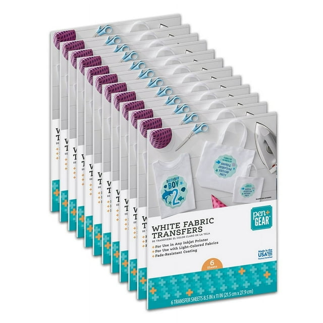 Pen + Gear White Fabric Transfer Paper, Inkjet Printable, 8.5 x 11