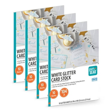 Pen+Gear White Glitter Card Stock, 8.5" x 11", 104 lb, 40 Sheets