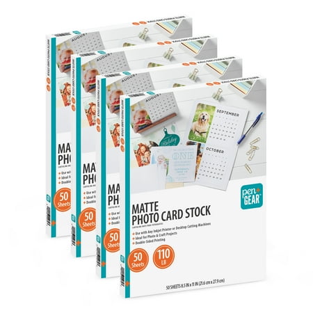 Pen+Gear White Matte Photo Card Stock, 8.5" x 11", 110 lb, 200 Sheets