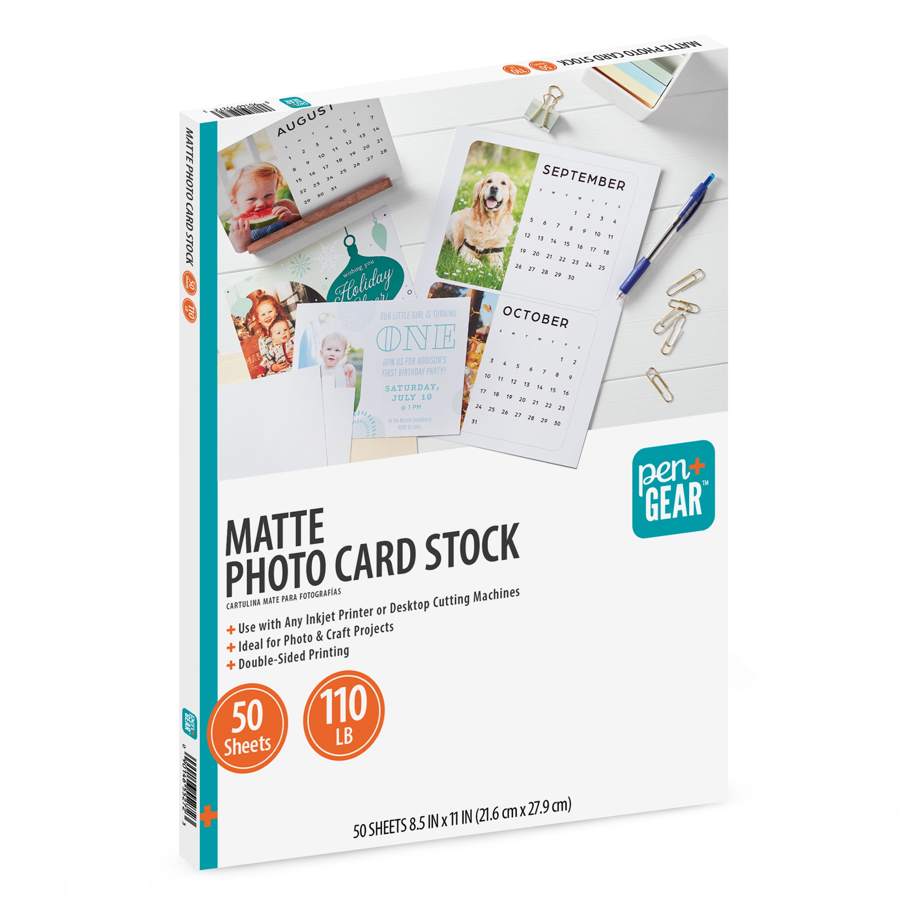 Pen+Gear White Matte Photo Card Stock, 8.5