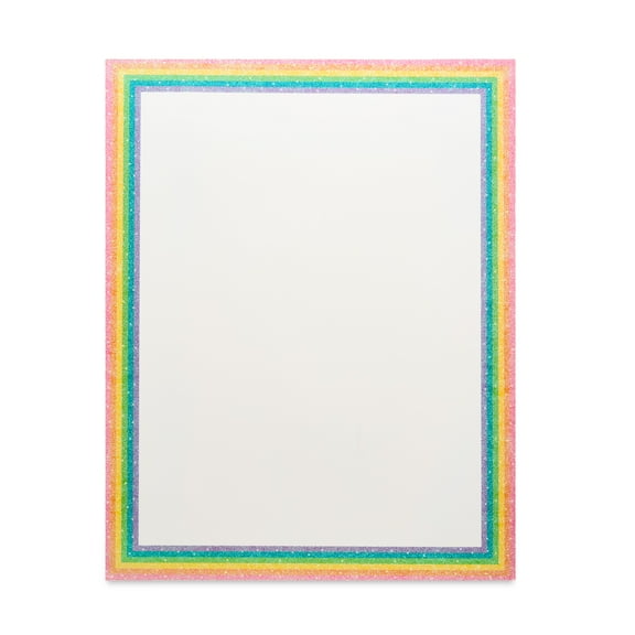Pen+Gear White Poster Board with Rainbow Glitter Frame, 22" x 28"