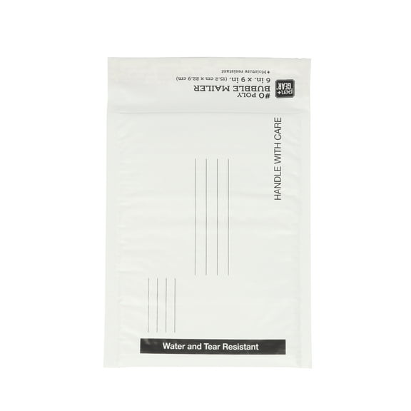 Pen+Gear White Self-Sealing Poly Bubble Mailers, Padded Envelopes, 6" x 9," 1 pack