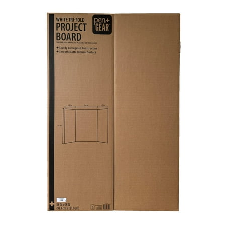 Pen+Gear White Tri-Fold Corrugated Project Board, 36" x 48"