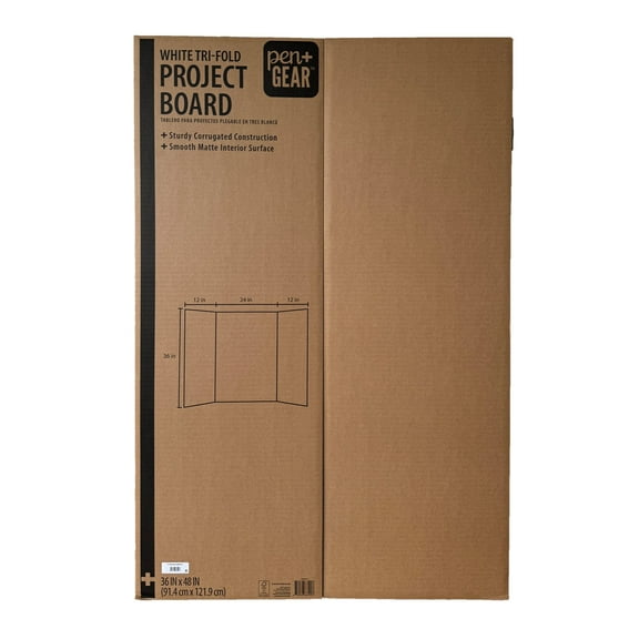 Pen+Gear White Tri-Fold Corrugated Project Board, 36" x 48"
