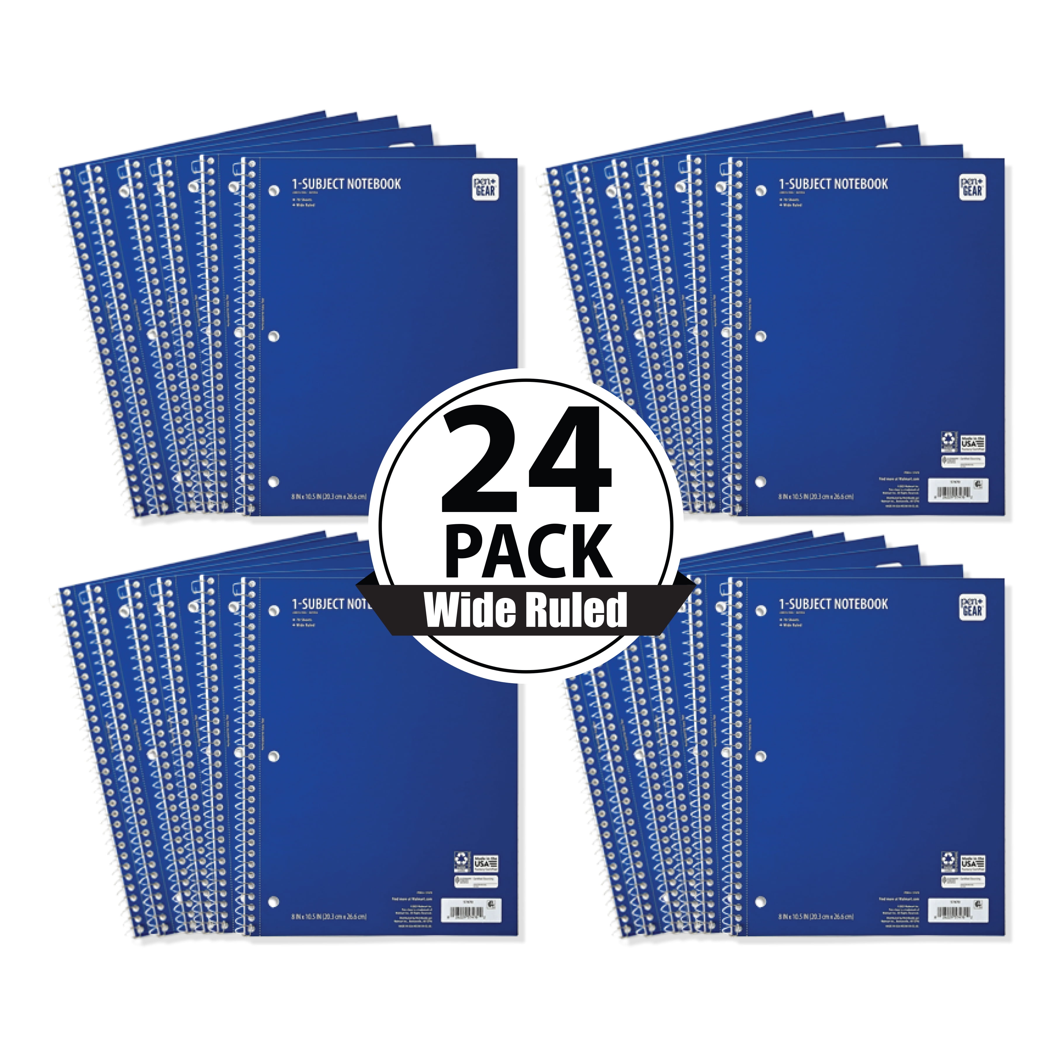 Pen+Gear Wide Rule Blue 1 Sub Notebook, 8"x10.5, 70 Sheets Each (24 Pack), New