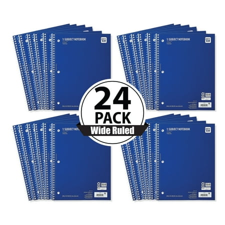 Pen+Gear Wide Rule Blue 1 Sub Notebook, 8"x10.5, 70 Sheets Each (24 Pack), New