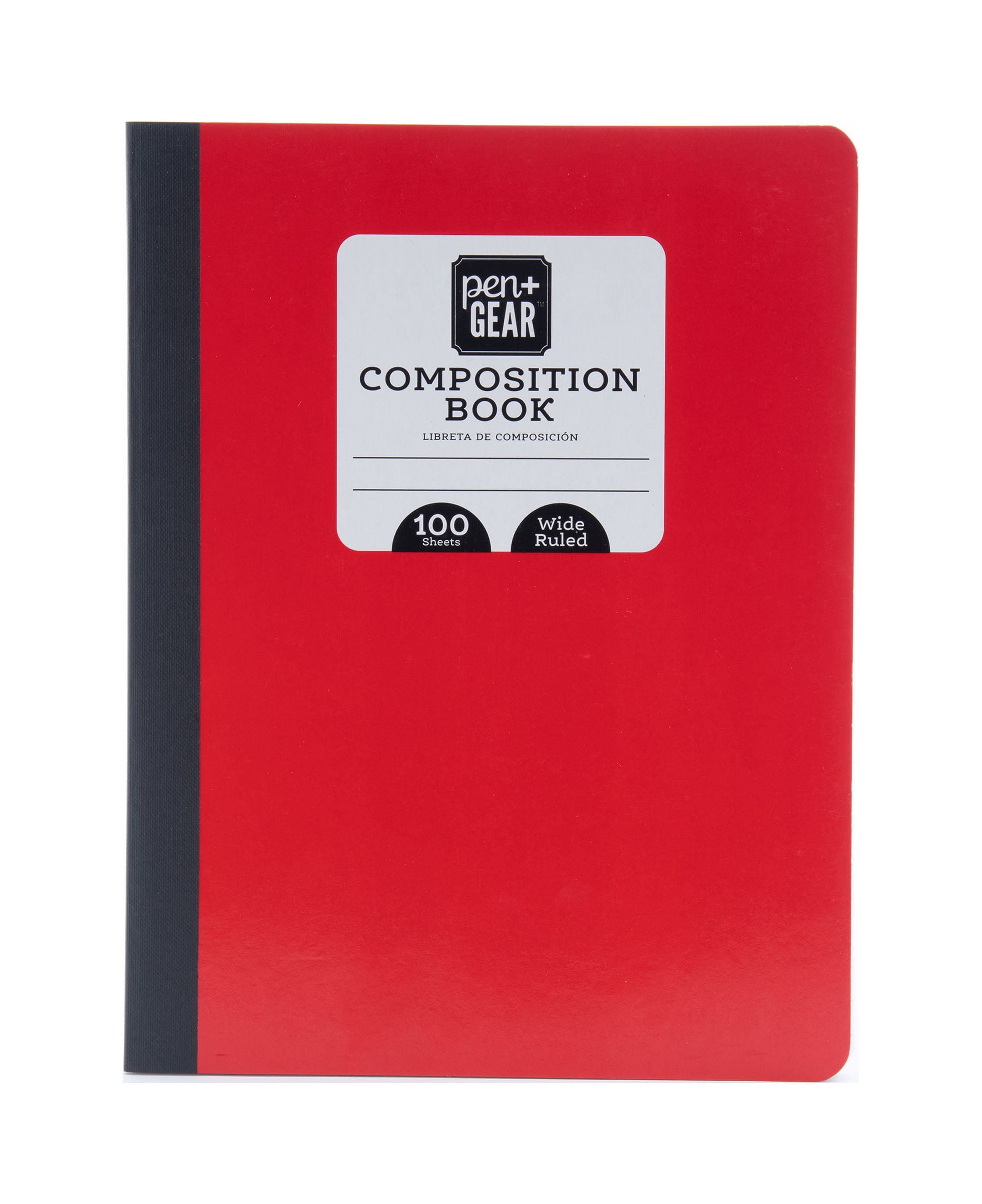 Pen+Gear Wide Rule Composition Notebooks, Red, 100 Sheets