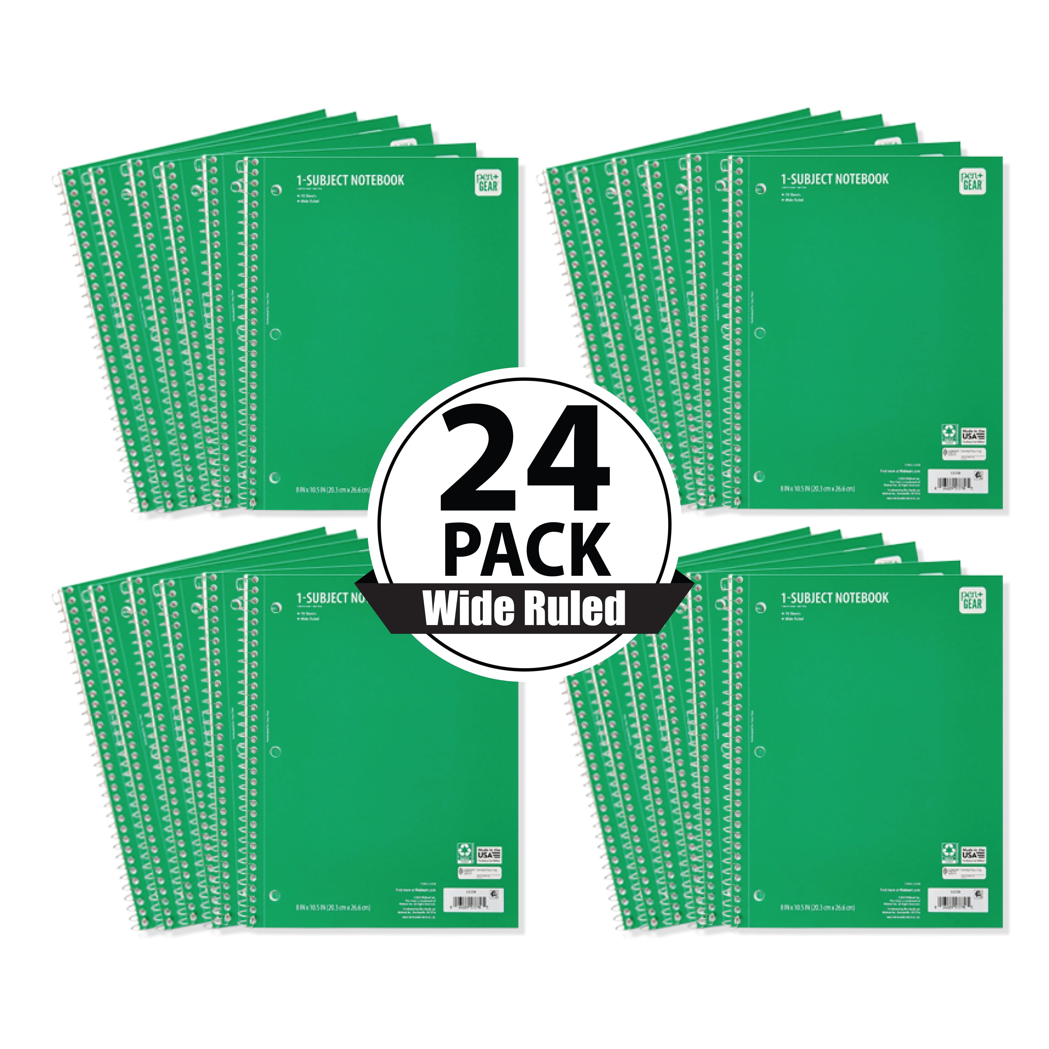 Pen+Gear Wide Rule Green 1 Sub Notebook, 8"x10.5, 70 Sheets Each (24 Pack), New