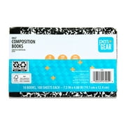 Pen+Gear Wide Rule Half Composition Book, 7.5" x 4.88", Black and White, 100 Pages (10 Pack), New