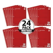 Pen+Gear Wide Rule Red 1 Sub Notebook, 8"x10.5, 70 Sheets Each (24 Pack), New