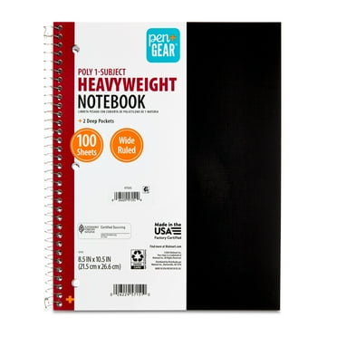 Pen+Gear Wide Ruled 1-Subject Poly Notebook, Black, 8.5" x 10.5", 100 Sheets