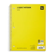 Pen + Gear Wide Ruled 3-Subject Spiral Notebook, Yellow, 10.5" x 8", 120 Pages