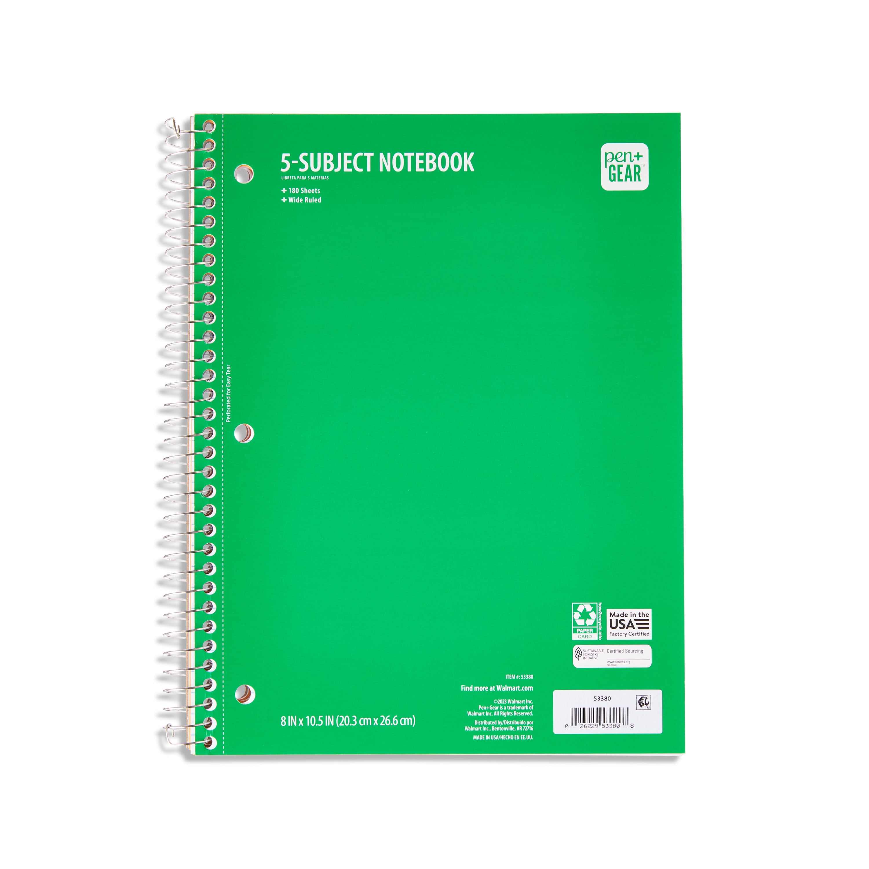 Pen + Gear Wide Ruled 5-Subject Notebook