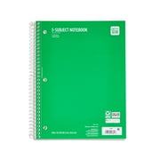 Pen + Gear Wide Ruled 5-Subject Notebook, 8" x 10.5", Green, 180 Sheets