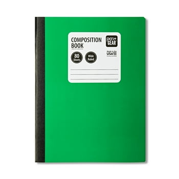 Pen+Gear Wide Ruled Composition Book, 7.5" x 9.75", Green, 80 Sheets