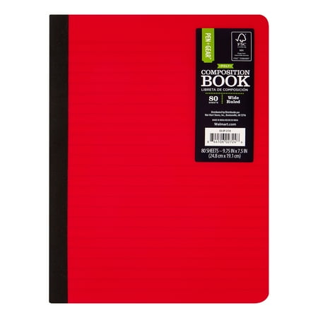 Pen + Gear Wide-Ruled Composition Book, 9.75" x 7.5", 80 Sheets