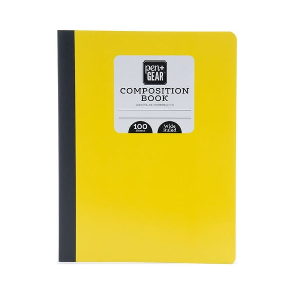Pen+Gear Wide Ruled Composition Notebook, 7.5" x 9.75", Yellow, 100 Sheets
