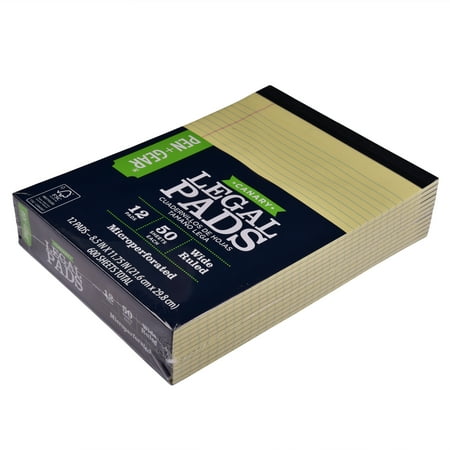 Pen + Gear Wide Ruled Legal Pads, 8.5"x11", Canary, 50 Sheets, 12 Pack