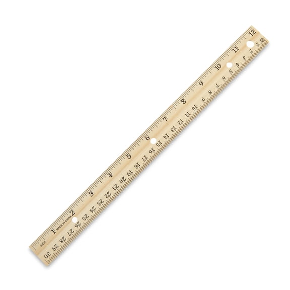 Pen + Gear Wood Ruler, 12 inch, Ideal for Elementary to High School Educational Level