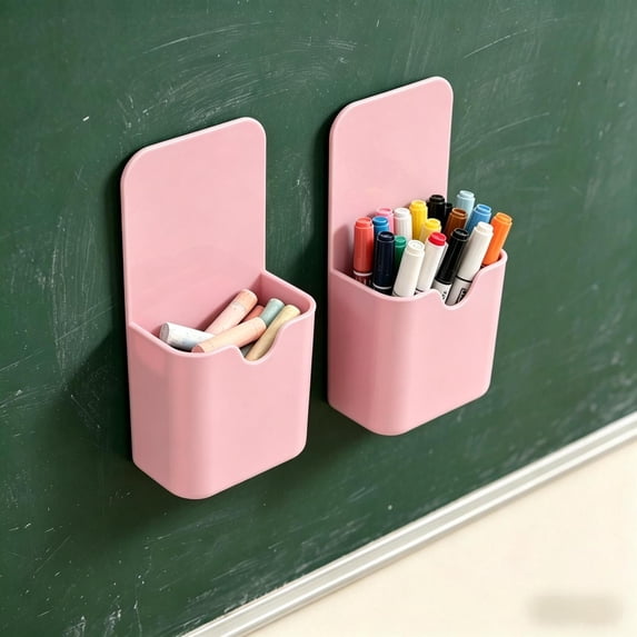 Pen Holder,2 Pack Magnetic Dry Erase Marker Holder with Generous Compartments,Strong Magnet Storage Marker Pen Pencil Organizer for Refrigerator,Whiteboard,Locker Accessories,Pink