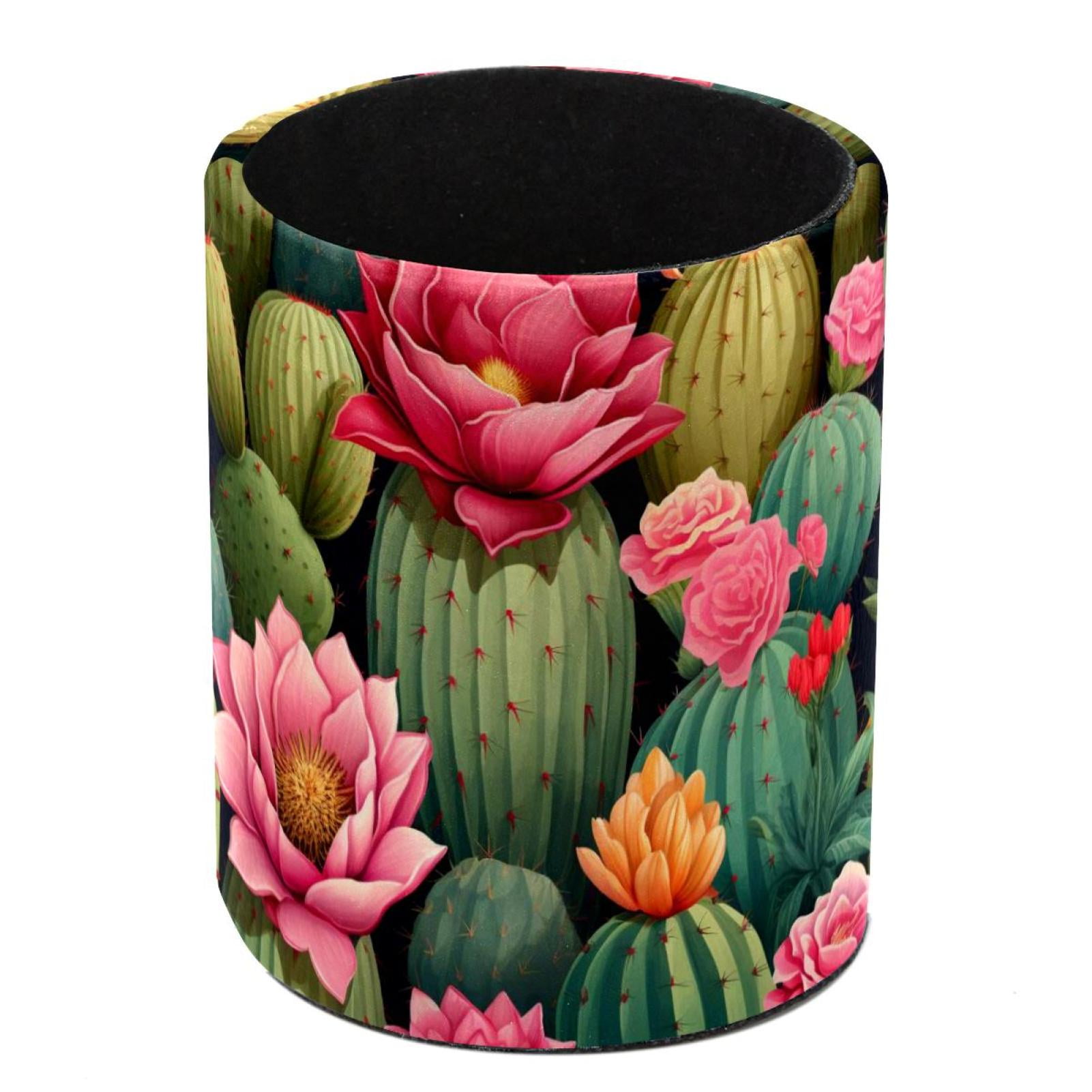 Cute Ceramic Cactus Pen Holder - White Desk Organizer For Pencils & Office Supplies