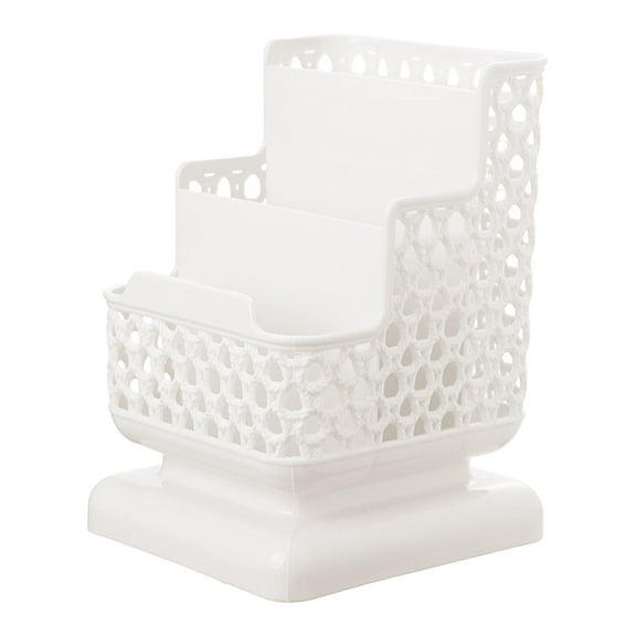 Pen Holder, Cxui 3-Tier Desktop Storage Organizer, Hollow Pen Holder with Compartments for Stationery & Art Supplies, Modern Office Desk Decor, Vanity Table Organizer Box