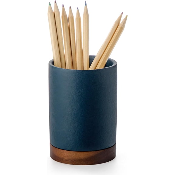 Pen Holder for Desk, Ceramic Pencil Organizer & Makeup Brush Holder, Office Decor and Desk Accessories,Perfect Office Organization,Teacher Supplies(Royal Blue, Set / 1)