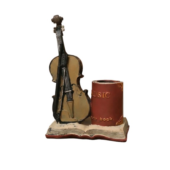Pen Holder Desk Organizer, Vintage Violin Decorative Desk Caddy, Pencil Holder OrganizerforDesk, Music Room Decor, Vintage Home Decor, Red Desktop Pen Storage, Single Pack