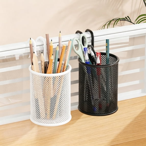 Pen Holder Desk Organizer with Hook, Letter Style Metal Stationery Storage Rack for Home Office Campus by PALIFEUR