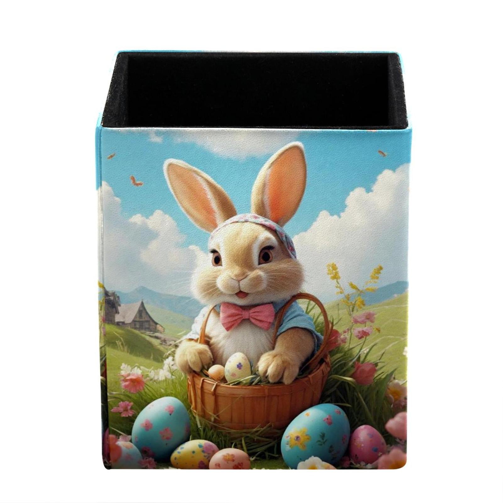 Pen Holder for Desk, Pencils Cups Case, Easter Eggs Rabbit Spring