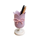 Pen Holder for Desk, Plastic Tulip Pen Holder Small Makeup Box Cute Stationery Organizer Pencil Stand Case Pencil Cups Desktop Decoration Pencil Holders Office and Supplies Purple