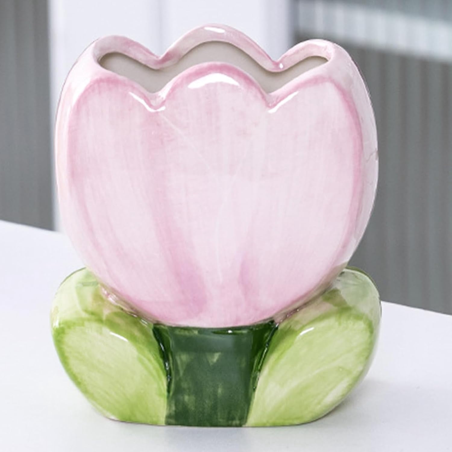 Pen Holder for Desk Tulips Vase Decor Aesthetic Cute Toothbrush Holder Pencil Holder for Office Makeup Brush Holder Yellow Kawaii Desk Accessories Home Decor Birthday Gifts for Women