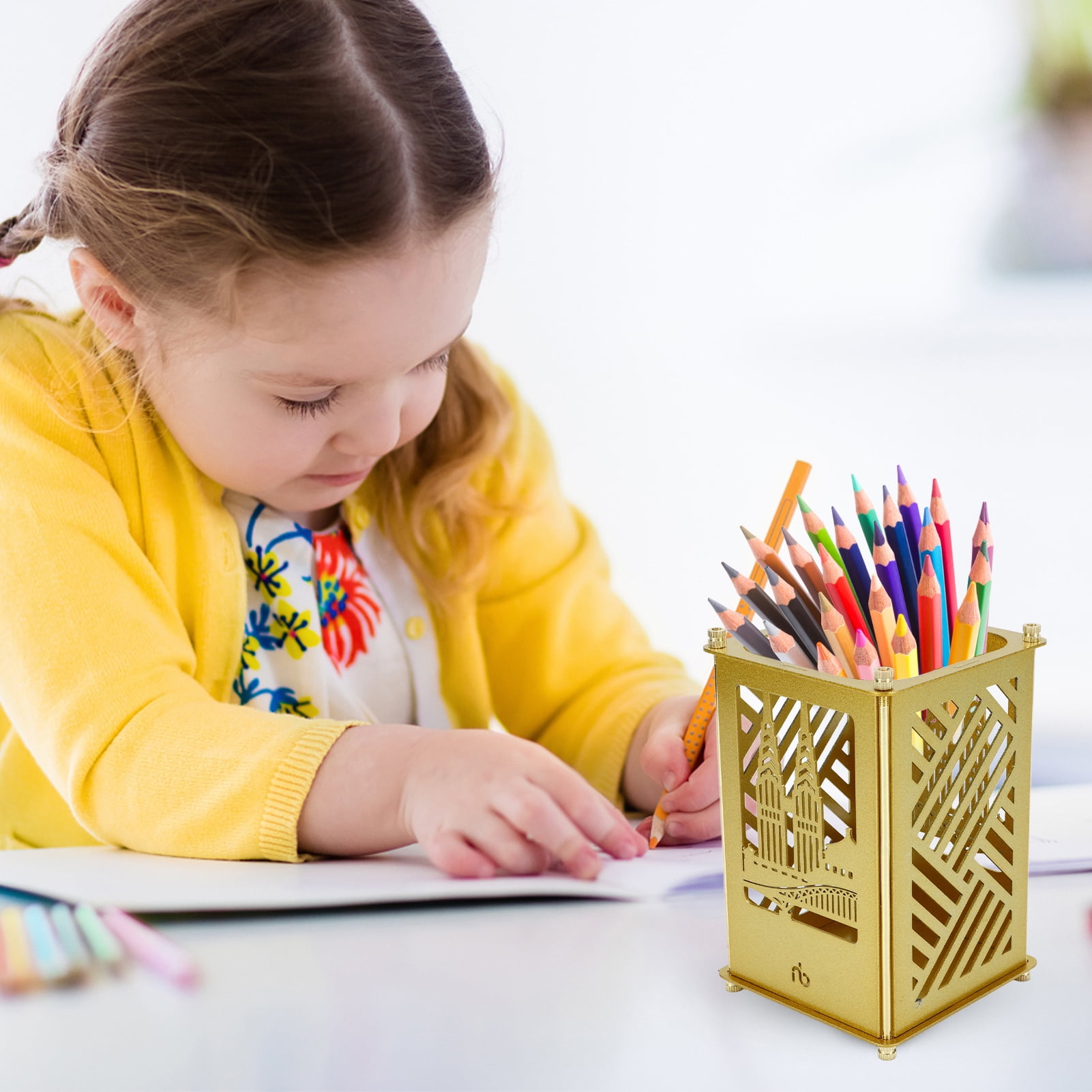 Pen Holder, Easy Assembly Pen Cup High Hardness Gold Pen Holder For Pen