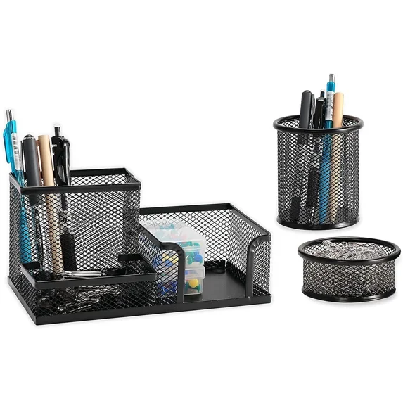 Pen Holder For Desk,Mesh Wire Desk Organizer Set Office Supplies Caddy,Desk A...